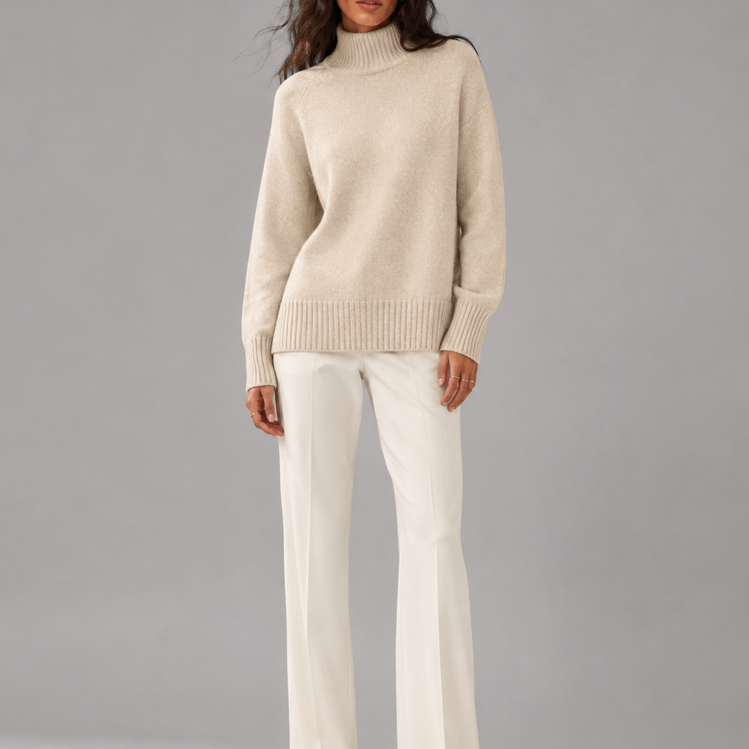 Maglione Donna Oversize Collo Alto in Maglia Voluminosa