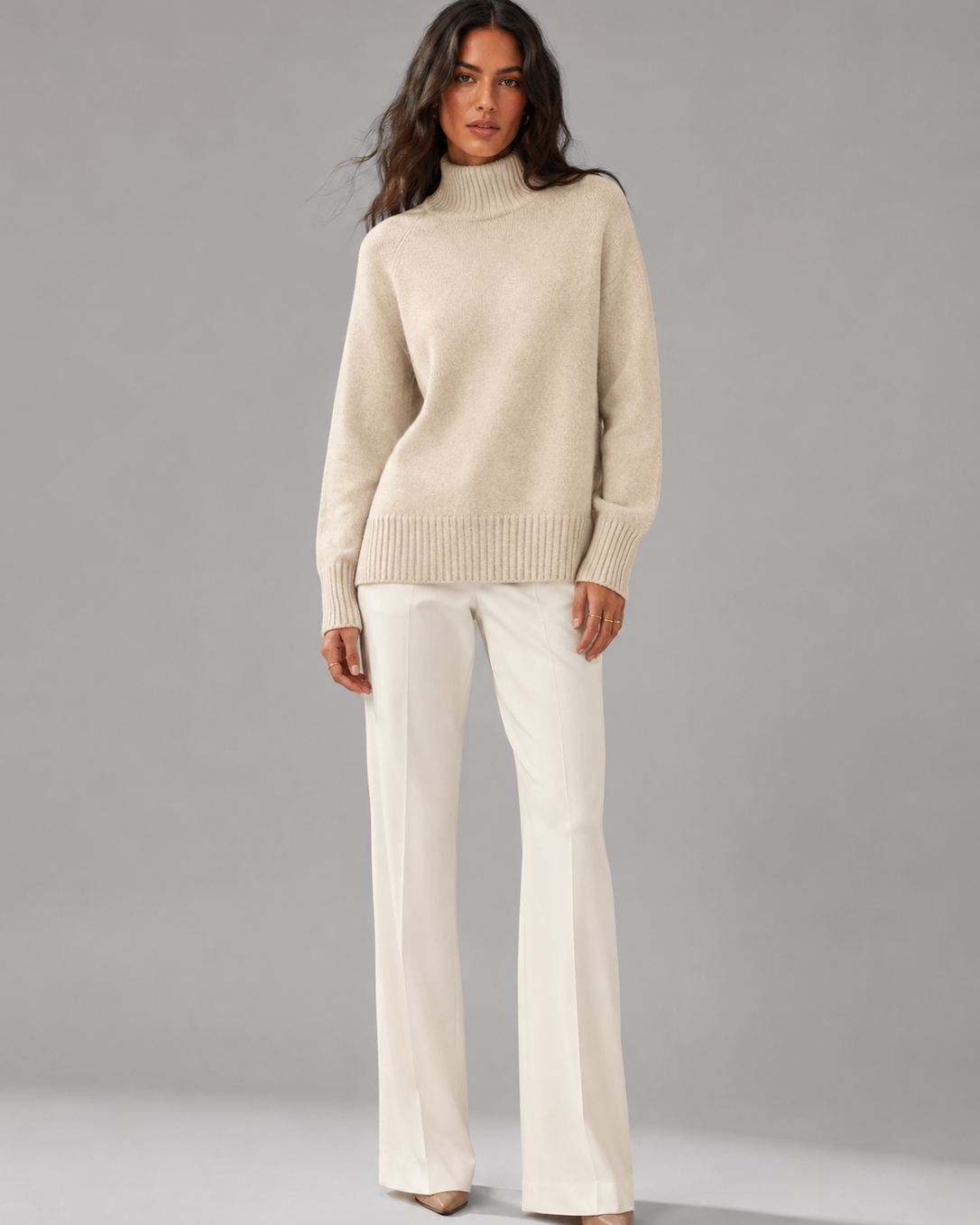 Maglione Donna Oversize Collo Alto in Maglia Voluminosa