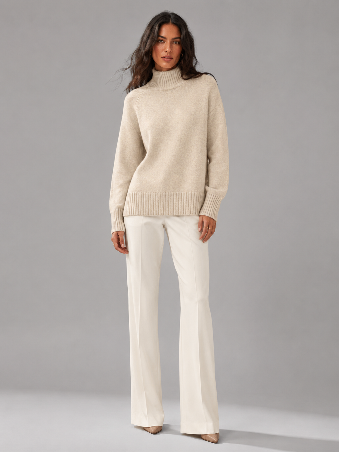 Maglione Donna Oversize Collo Alto in Maglia Voluminosa