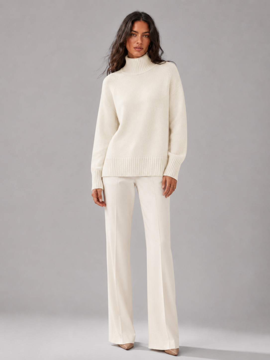 Maglione Donna Oversize Collo Alto in Maglia Voluminosa