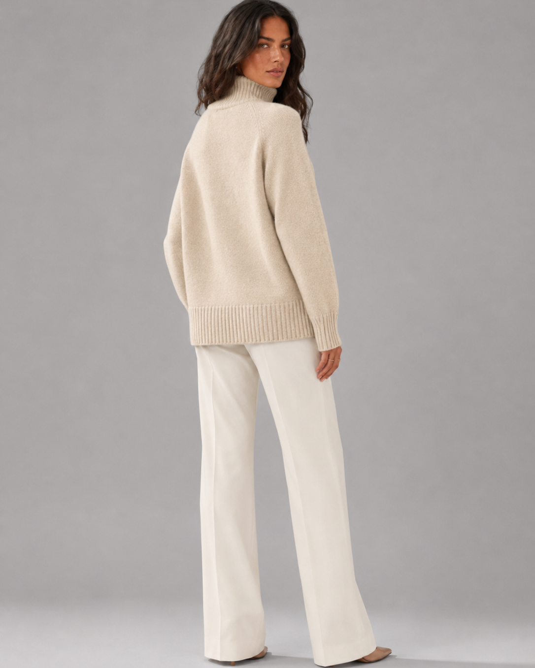 Maglione Donna Oversize Collo Alto in Maglia Voluminosa