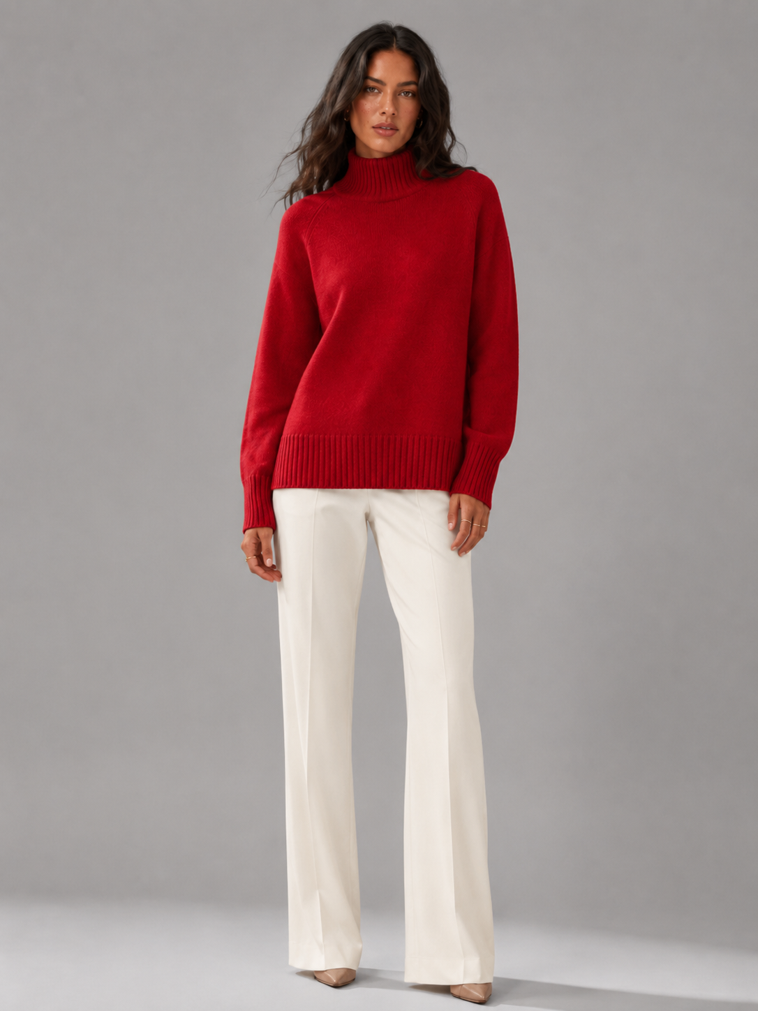 Maglione Donna Oversize Collo Alto in Maglia Voluminosa