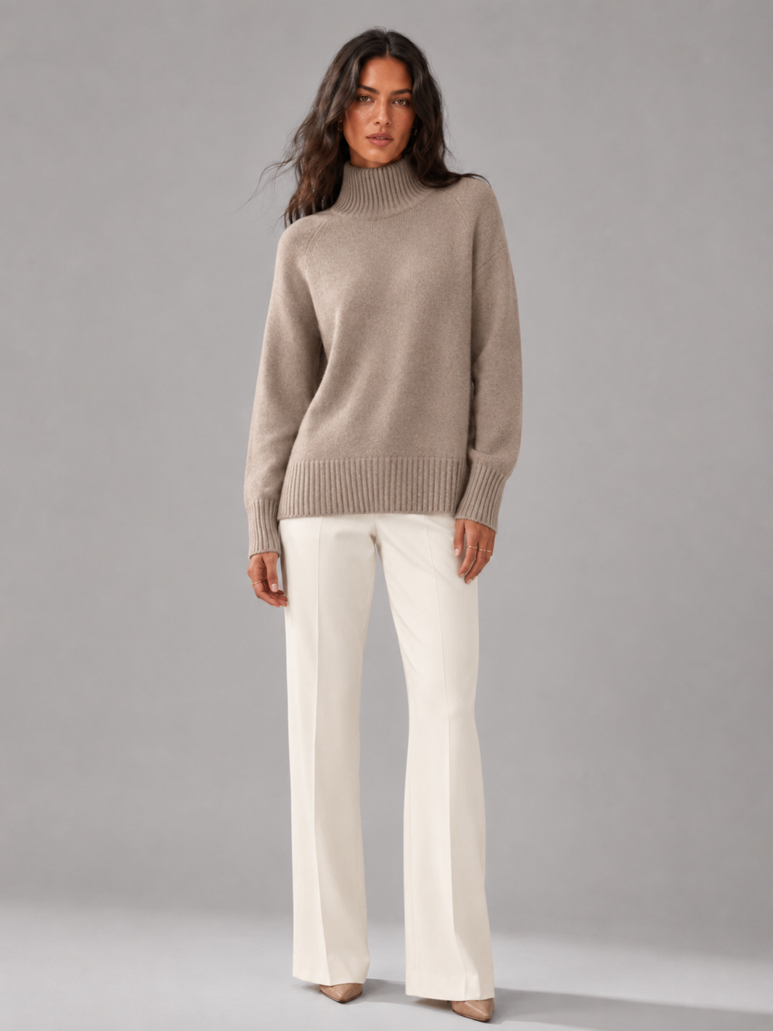 Maglione Donna Oversize Collo Alto in Maglia Voluminosa
