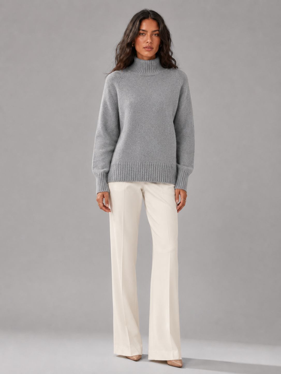Maglione Donna Oversize Collo Alto in Maglia Voluminosa