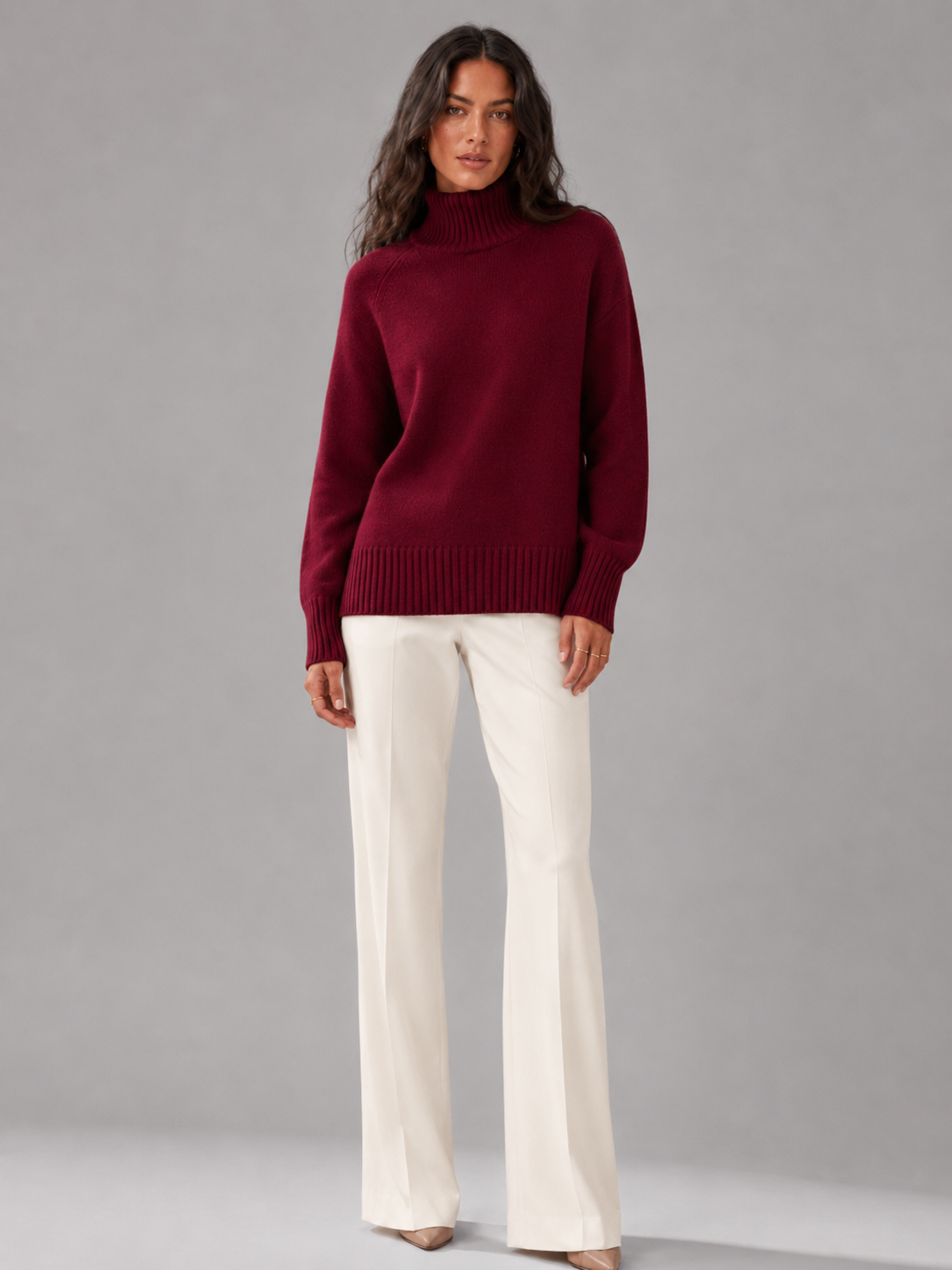 Maglione Donna Oversize Collo Alto in Maglia Voluminosa