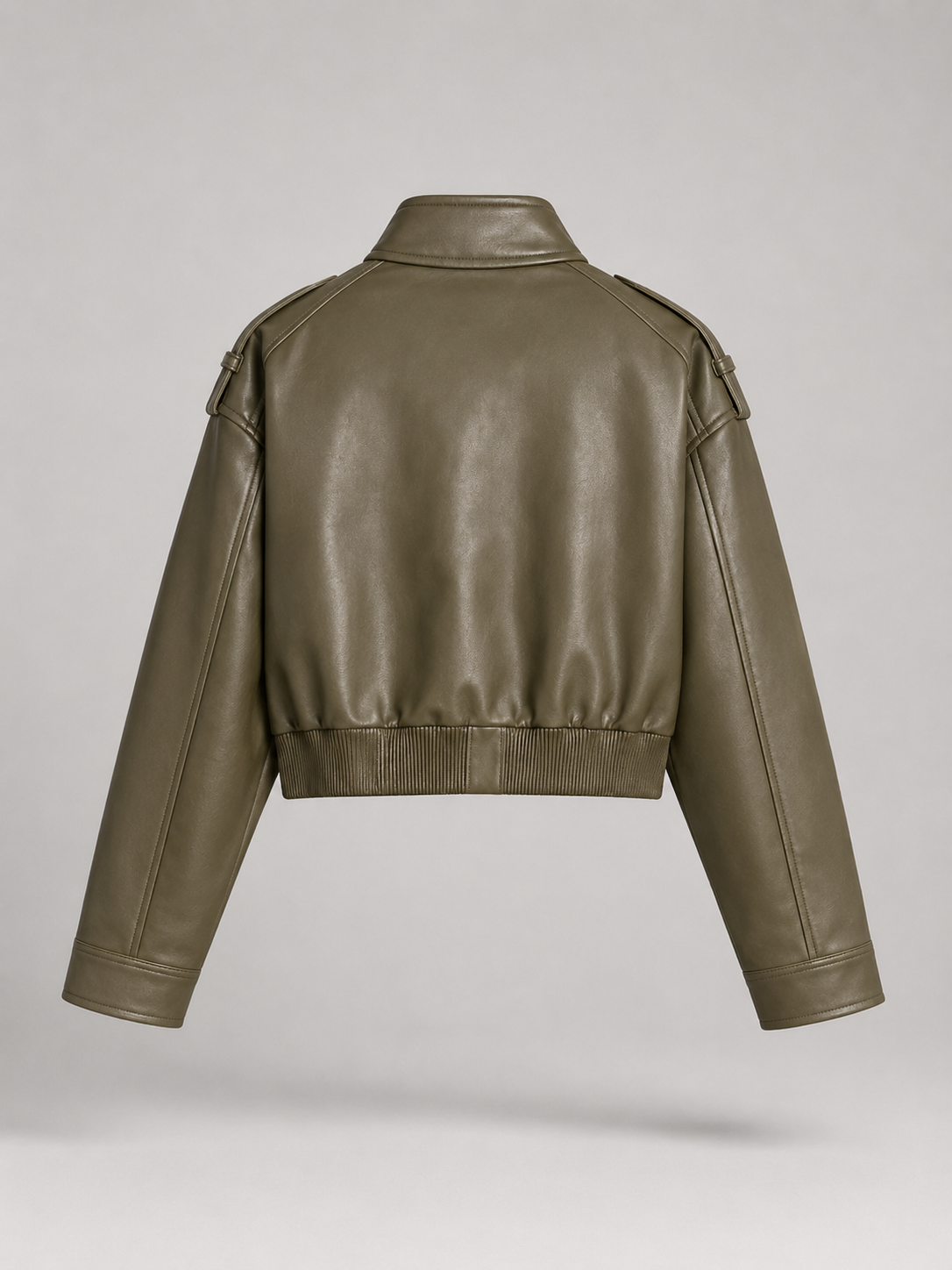 Giacca Donna Corta Utility Effetto Pelle Collo Mao