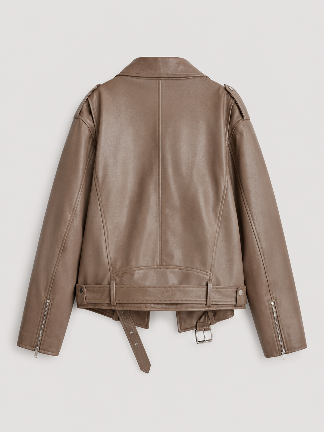 Giacca Biker Donna Oversize Effetto Pelle con Cintura