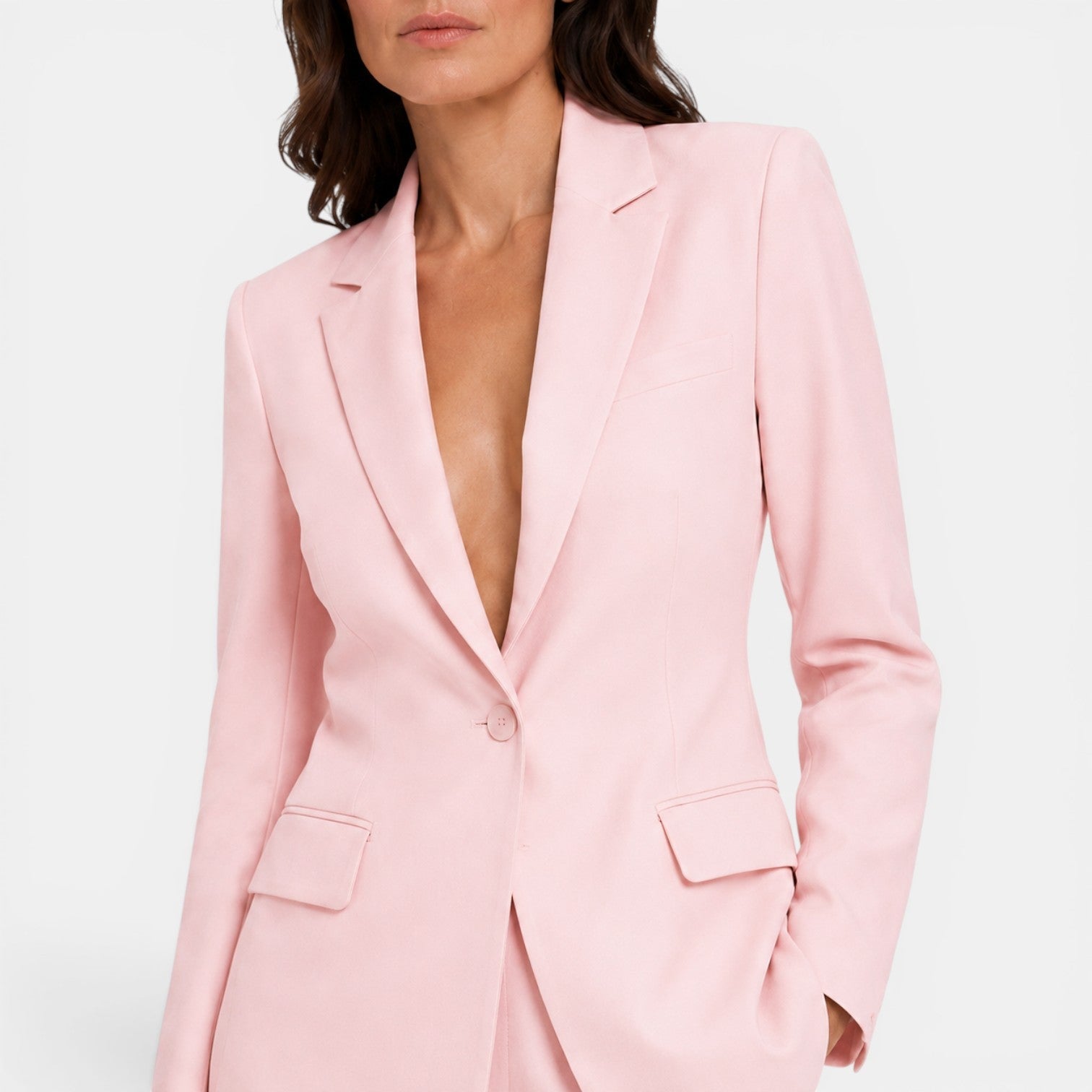 Tailleur Donna Blazer con Revers e Pantaloni Larghi Ufficio