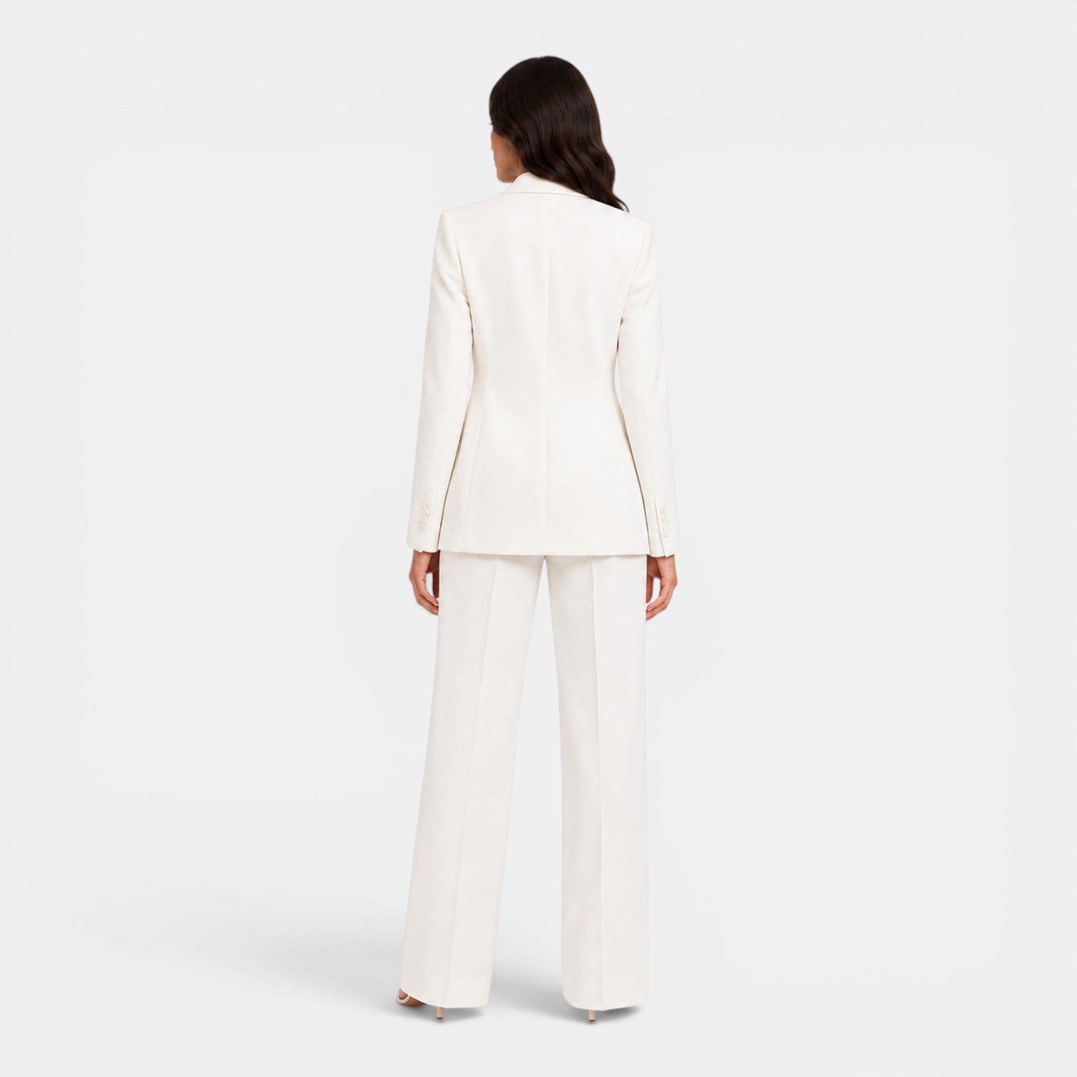 Tailleur Donna Blazer con Revers e Pantaloni Larghi Ufficio