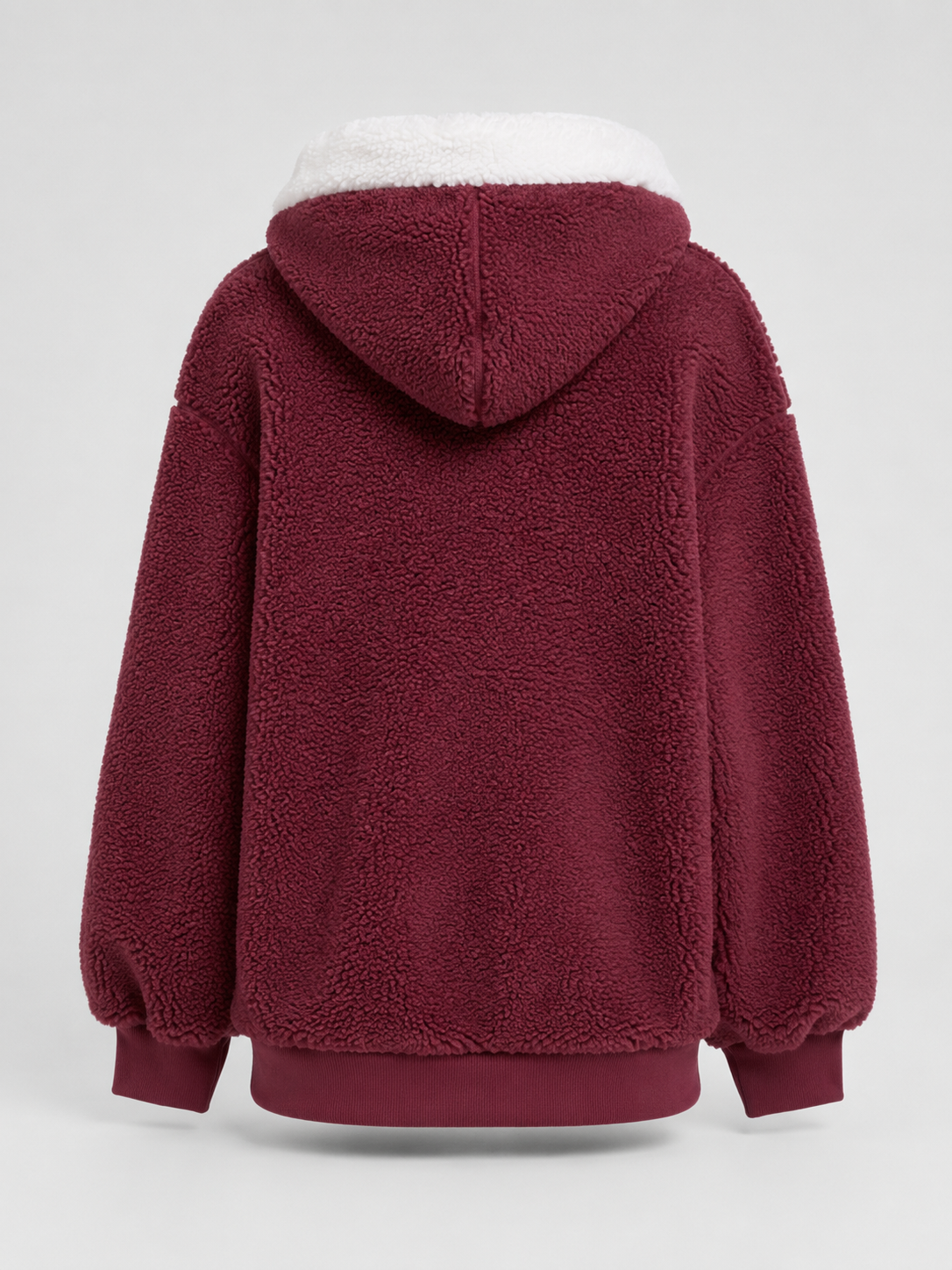 Felpa Donna in Pile Sherpa Oversize con Cappuccio e Zip