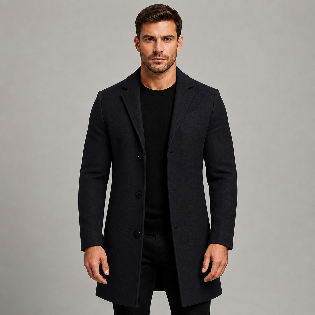 Cappotto Uomo Sartoriale Monopetto Revers Dentellati Lungo