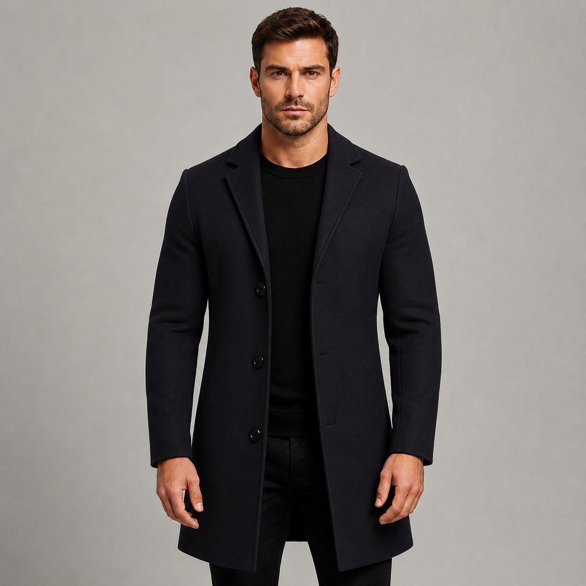 Cappotto Uomo Sartoriale Monopetto Revers Dentellati Lungo