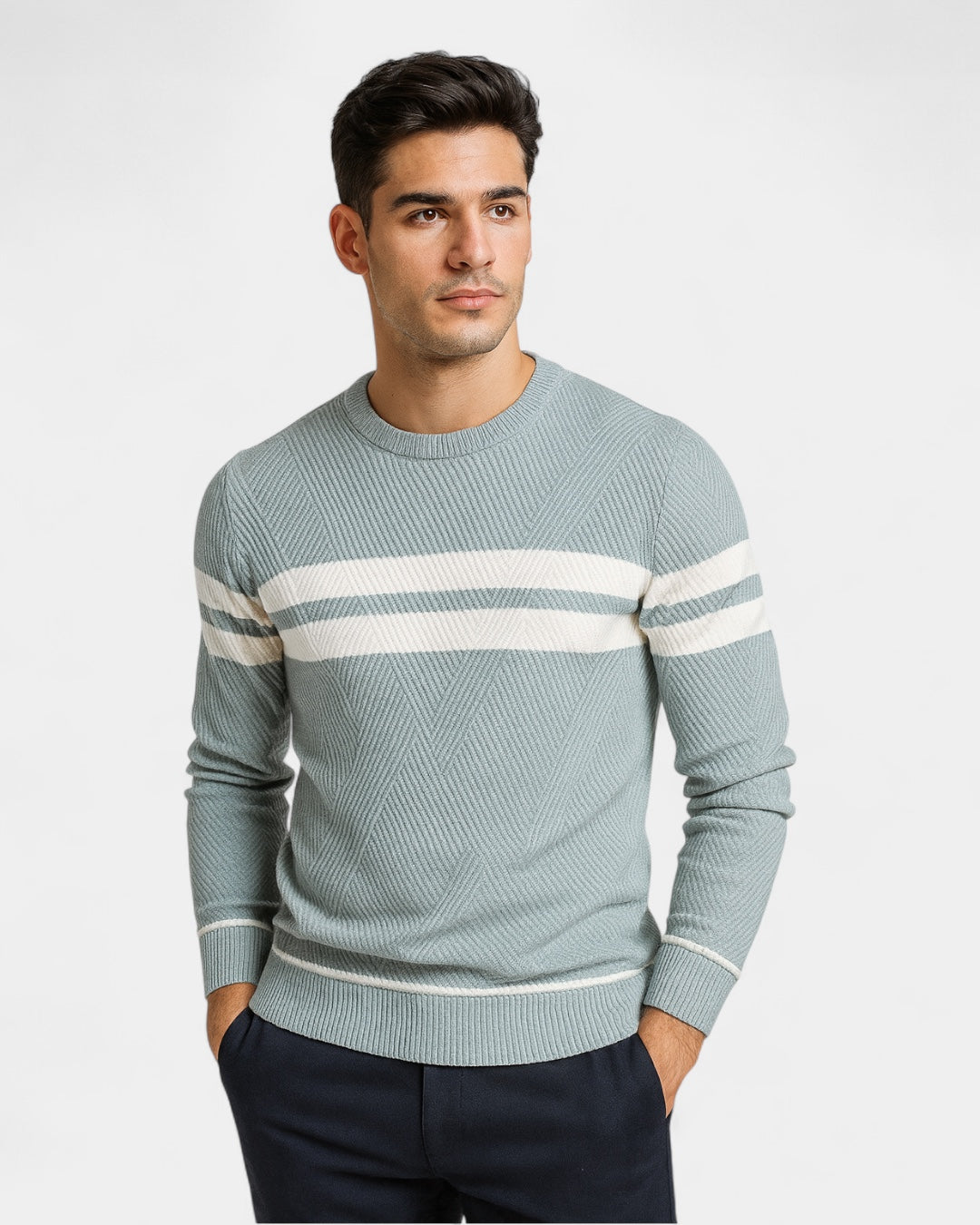 Aurazio Maglione Uomo a Righe Girocollo