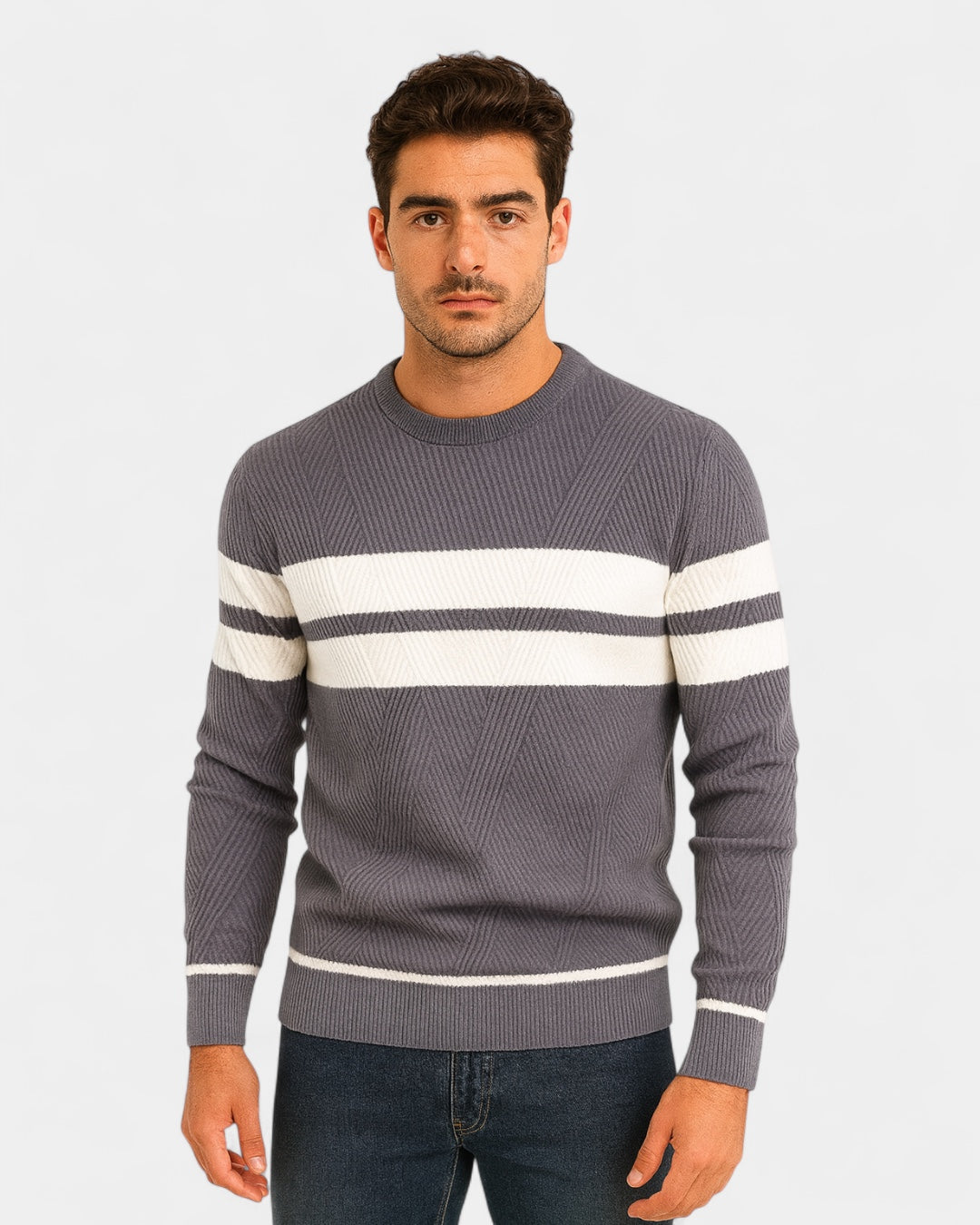 Aurazio Maglione Uomo a Righe Girocollo