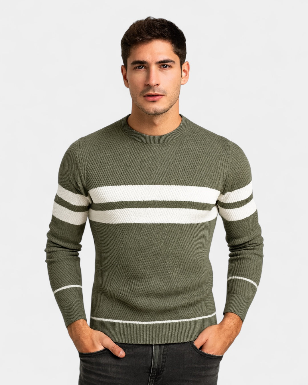 Aurazio Maglione Uomo a Righe Girocollo