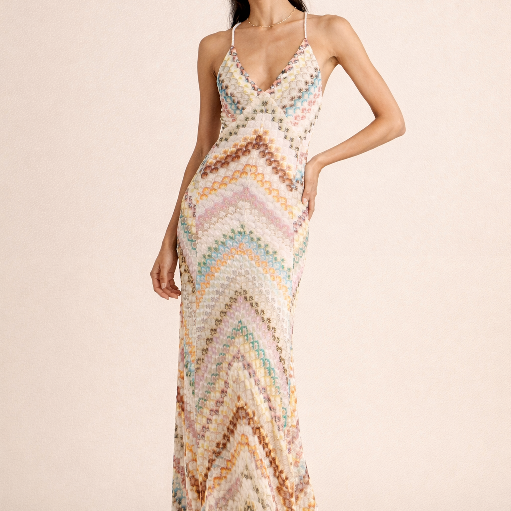Aurazio Abito Maxi Multicolor Primaverile