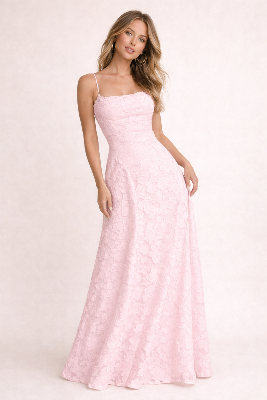 Aurazio Abito Lungo Da Donna In Tessuto Con Texture Floreale Sottile