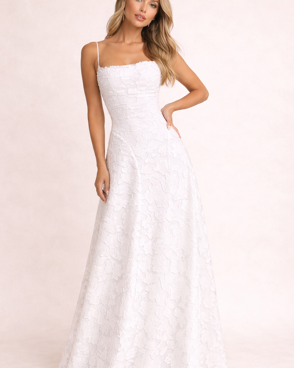 Abito Lungo Donna Texture Floreale Raffinato