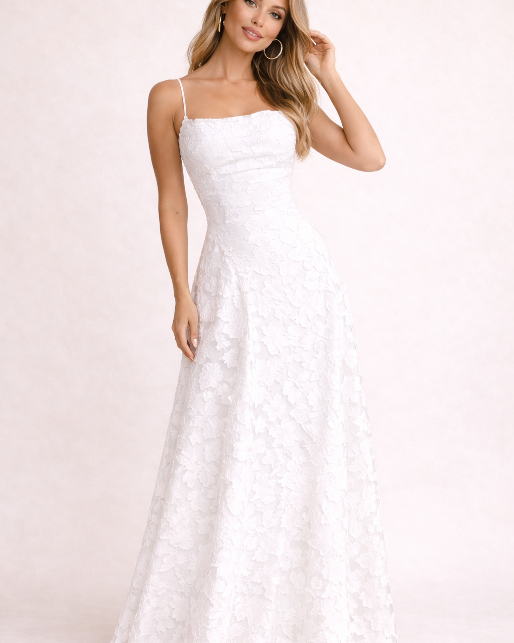 Abito Lungo Donna Texture Floreale Raffinato