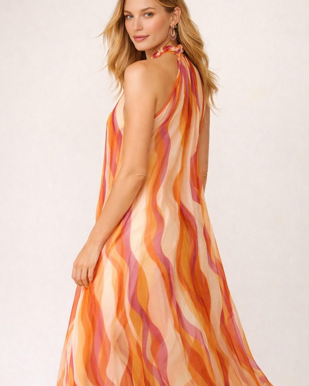 Abito Lungo Donna Scollo Halter Fresco Estivo