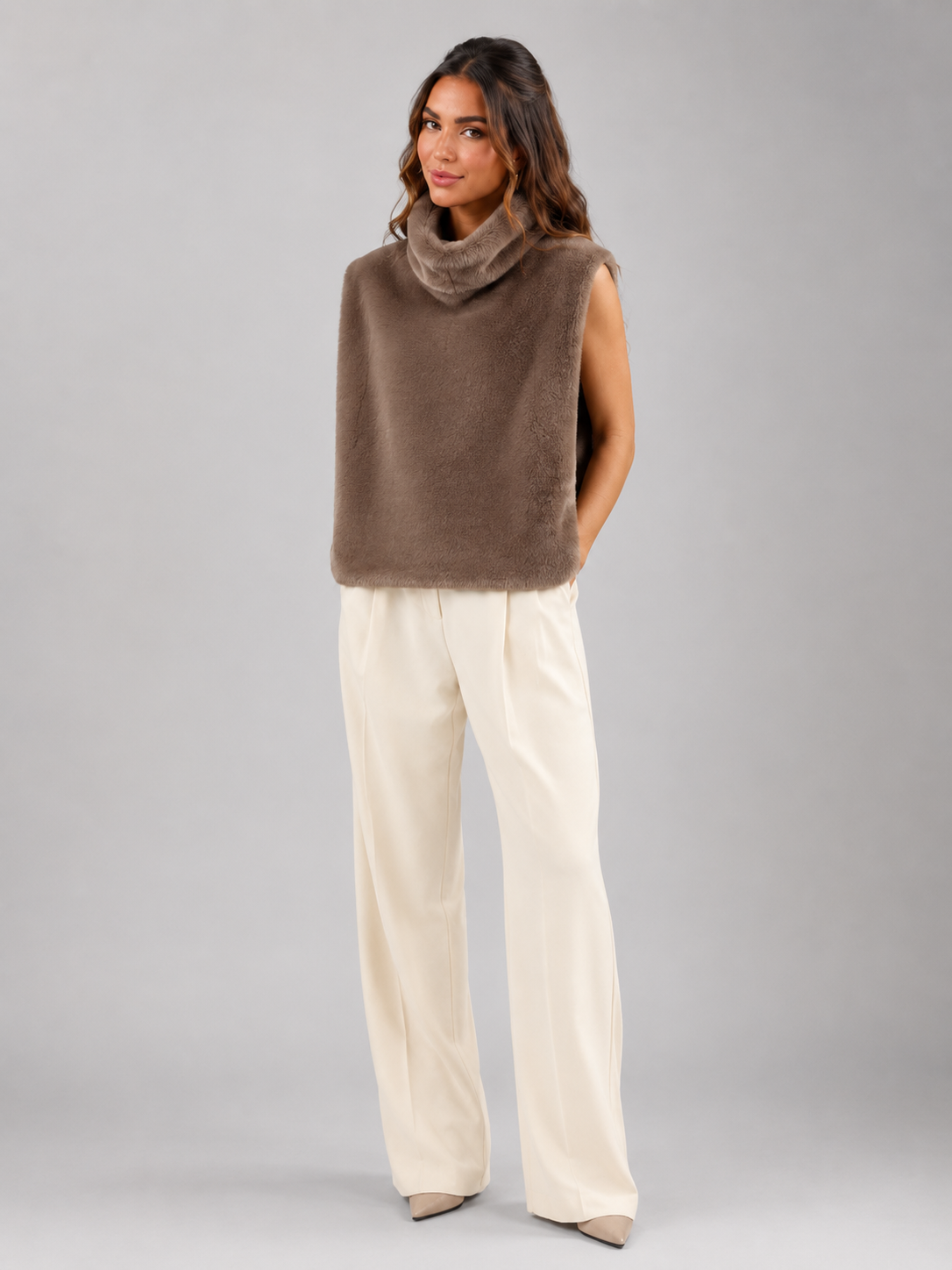 Gilet Donna Reversibile in Pelliccia Sintetica Due Lunghezze