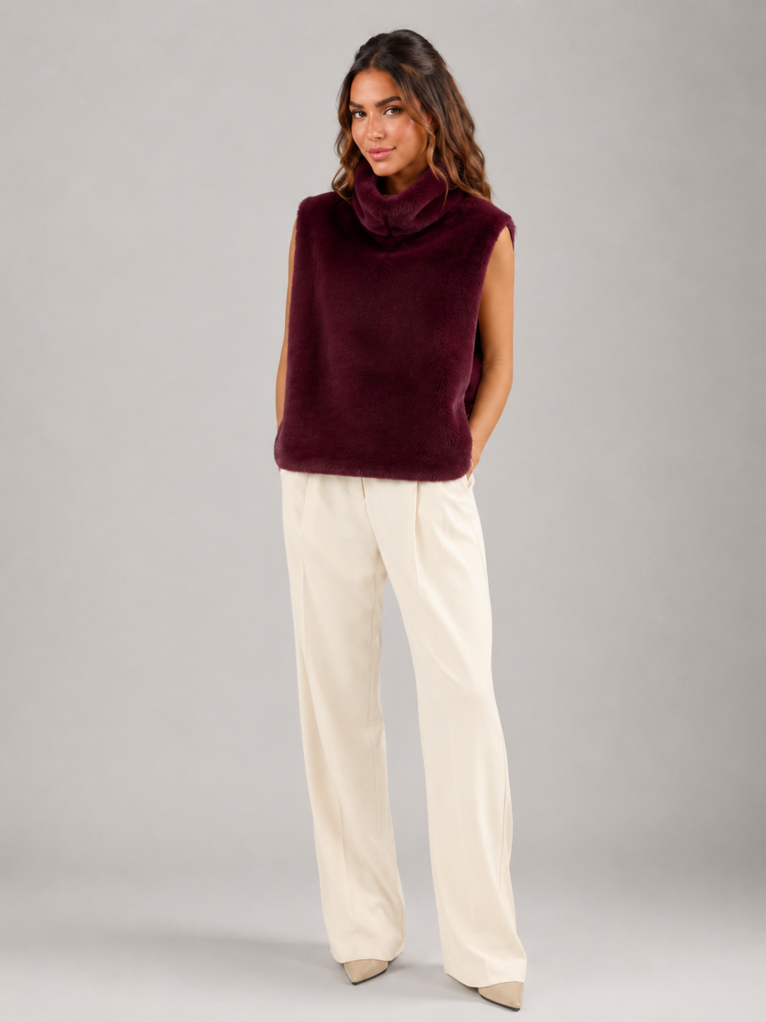 Gilet Donna Reversibile in Pelliccia Sintetica Due Lunghezze