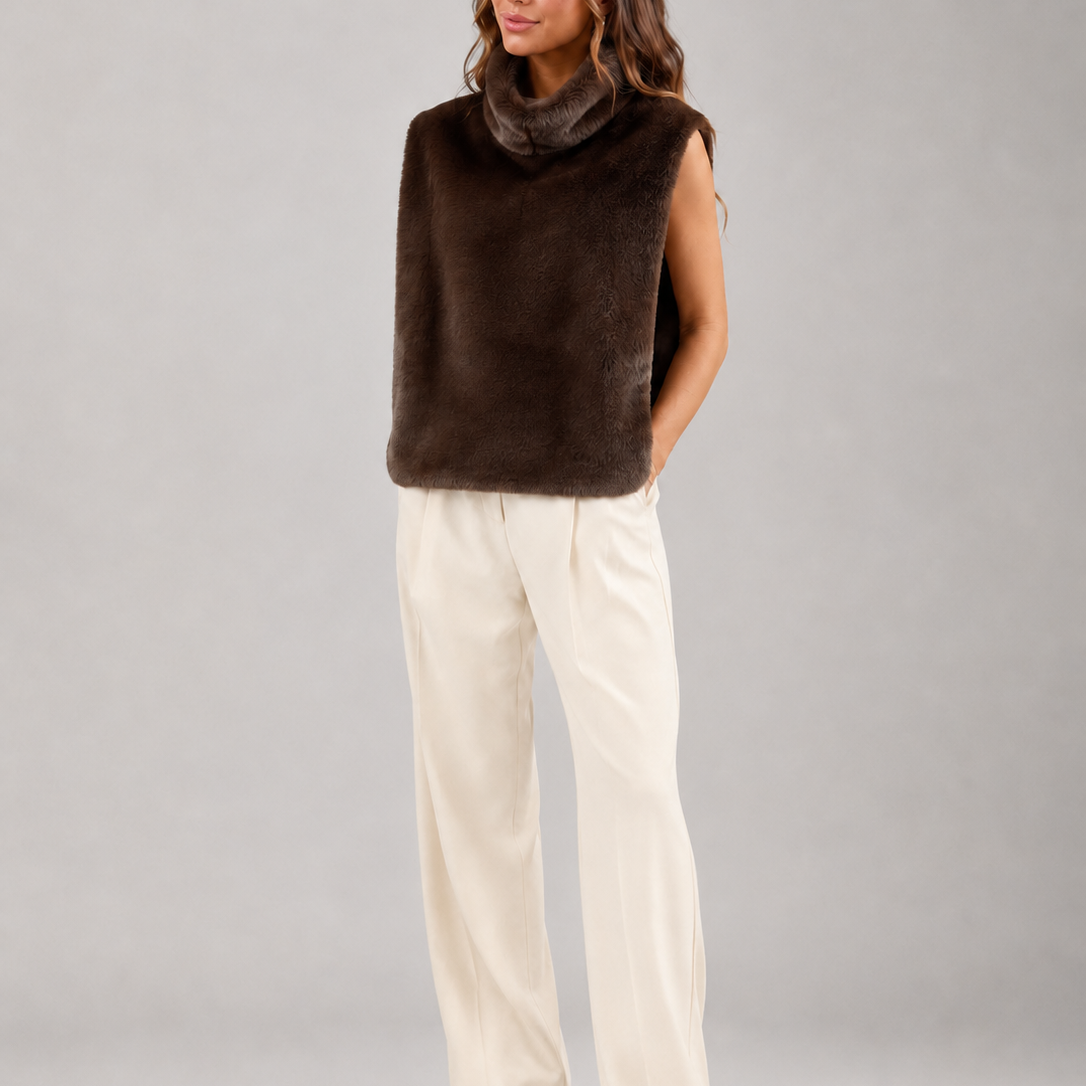 Gilet Donna Reversibile in Pelliccia Sintetica Due Lunghezze