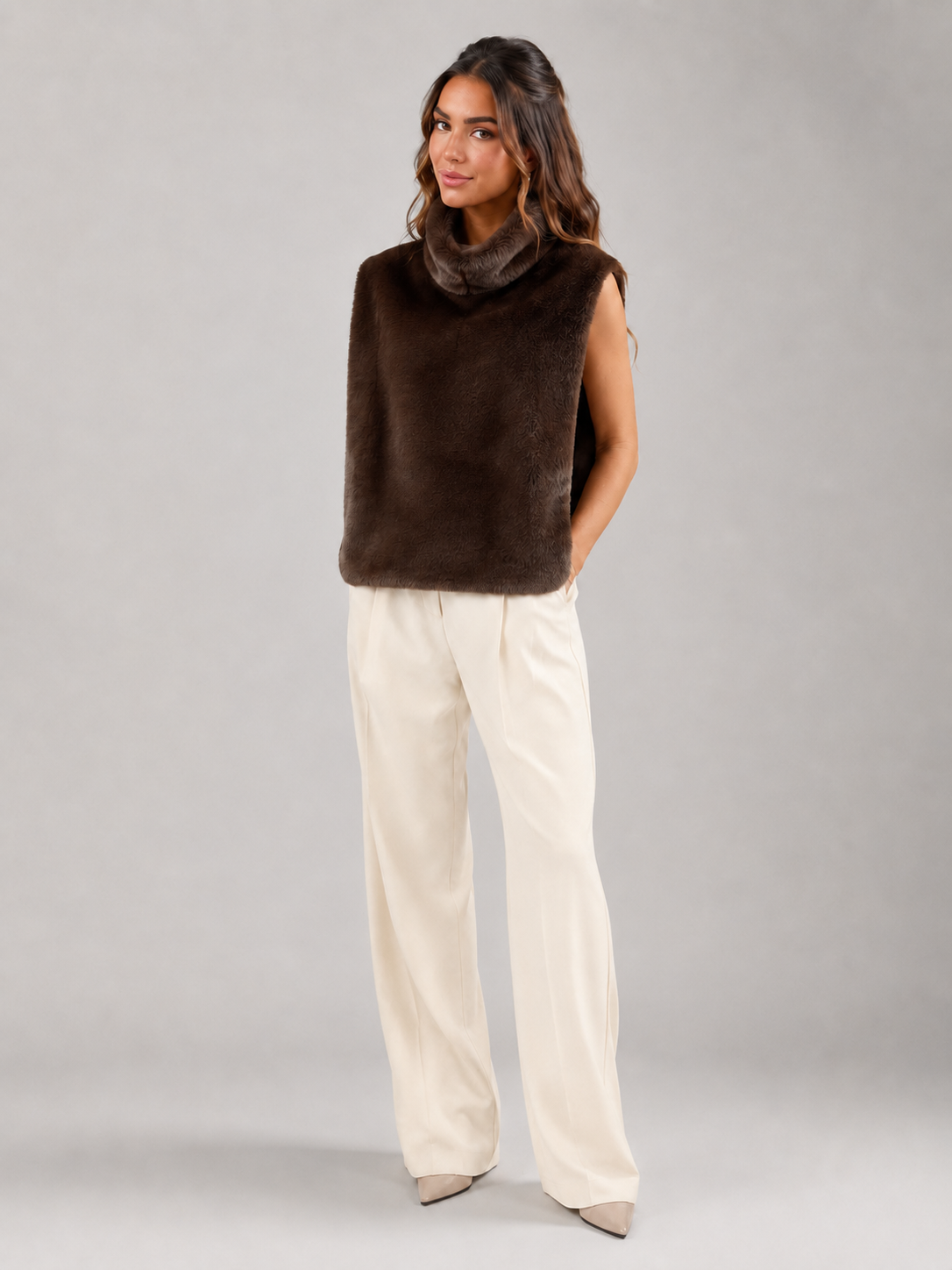 Gilet Donna Reversibile in Pelliccia Sintetica Due Lunghezze