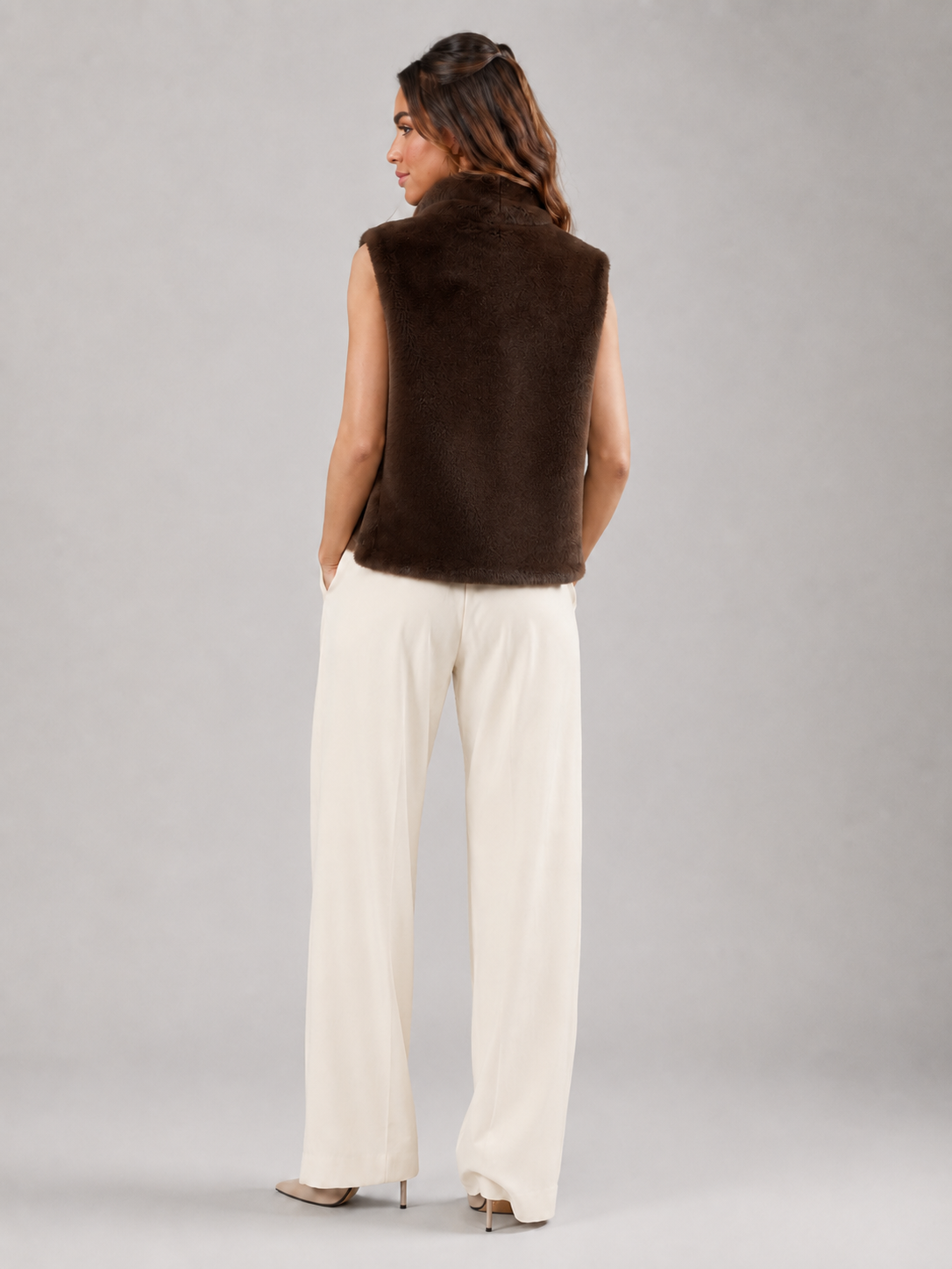 Gilet Donna Reversibile in Pelliccia Sintetica Due Lunghezze