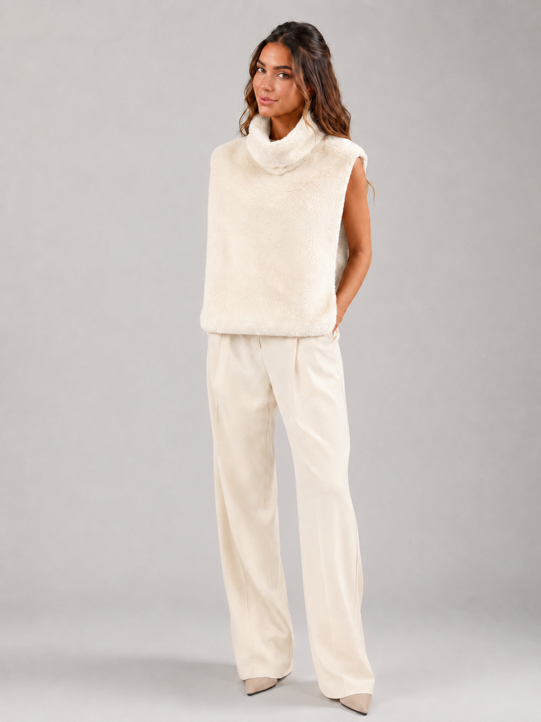 Gilet Donna Reversibile in Pelliccia Sintetica Due Lunghezze