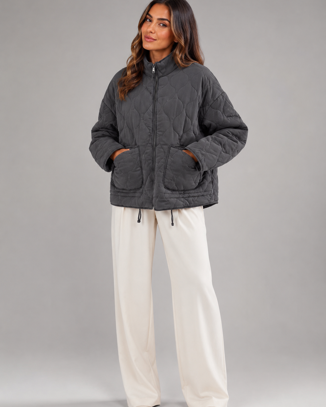 Giacca Donna Utility Trapuntata a Rombi Autunnale