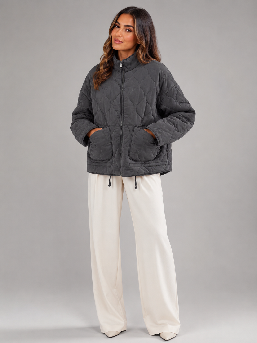 Giacca Donna Utility Trapuntata a Rombi Autunnale