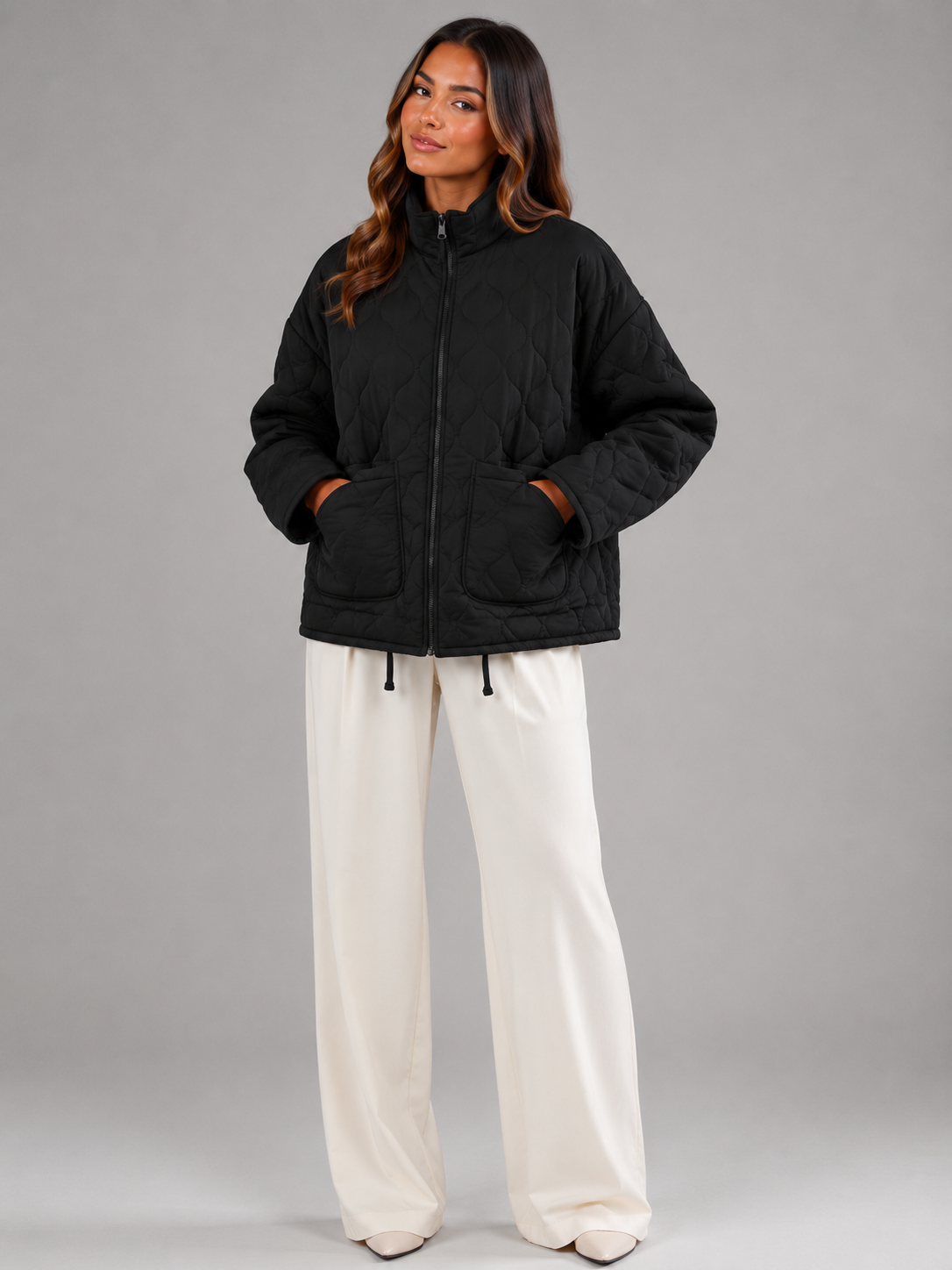 Giacca Donna Utility Trapuntata a Rombi Autunnale