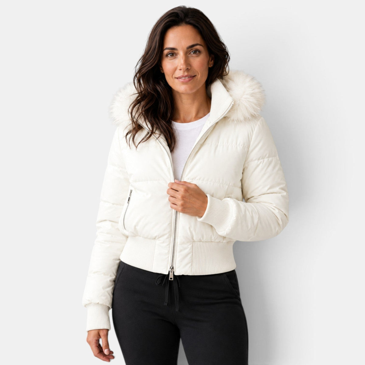 Giacca Donna Imbottita Termica Corta Cappuccio Staccabile