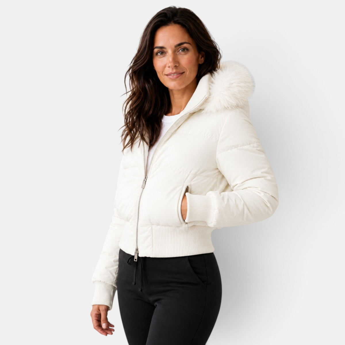 Giacca Donna Imbottita Termica Corta Cappuccio Staccabile
