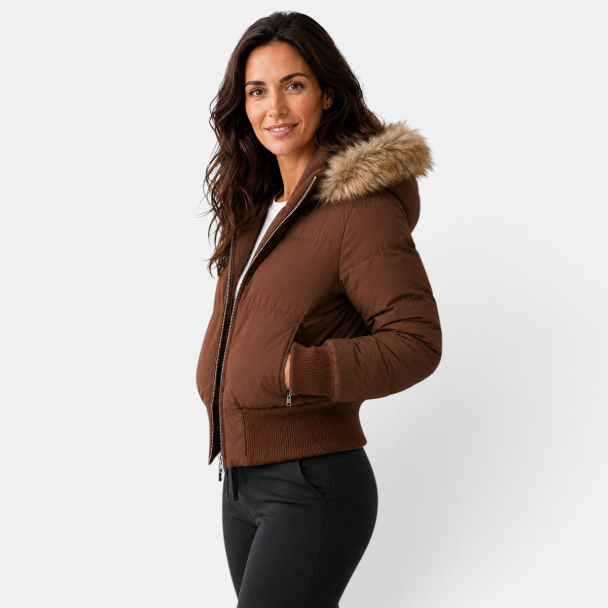 Giacca Donna Imbottita Termica Corta Cappuccio Staccabile