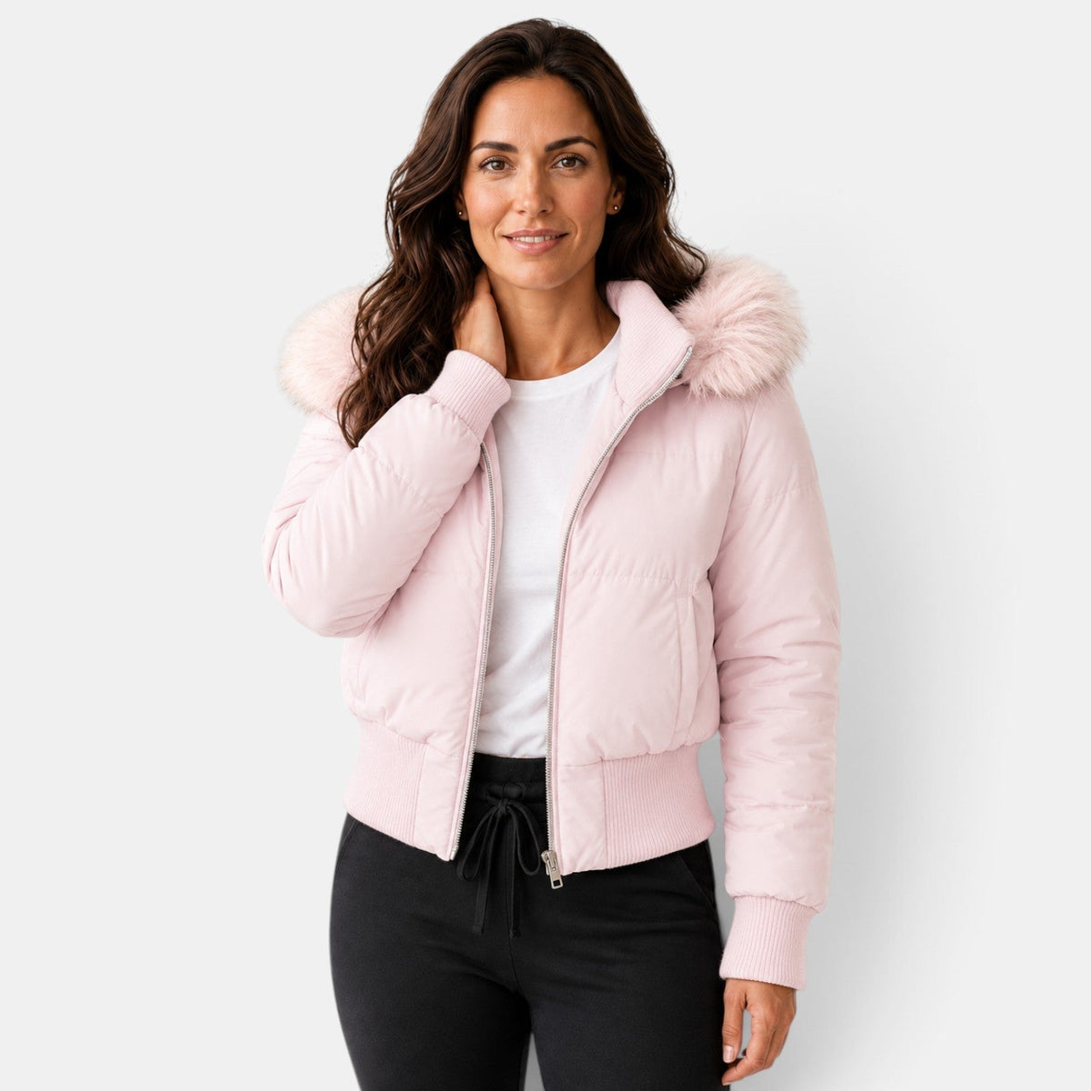 Giacca Donna Imbottita Termica Corta Cappuccio Staccabile