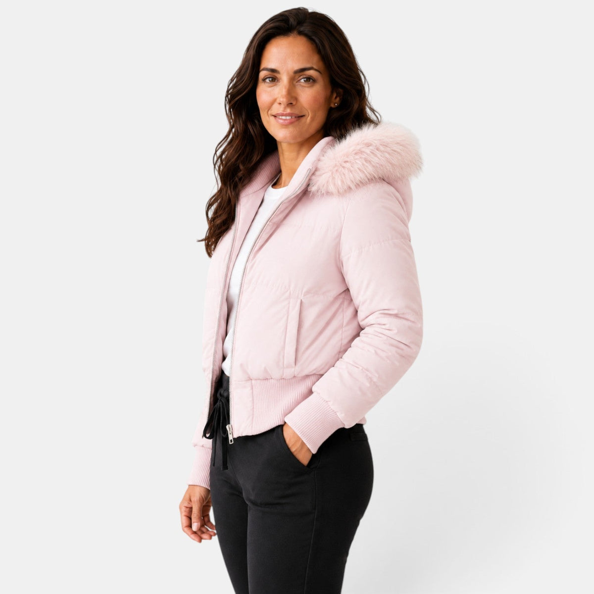 Giacca Donna Imbottita Termica Corta Cappuccio Staccabile