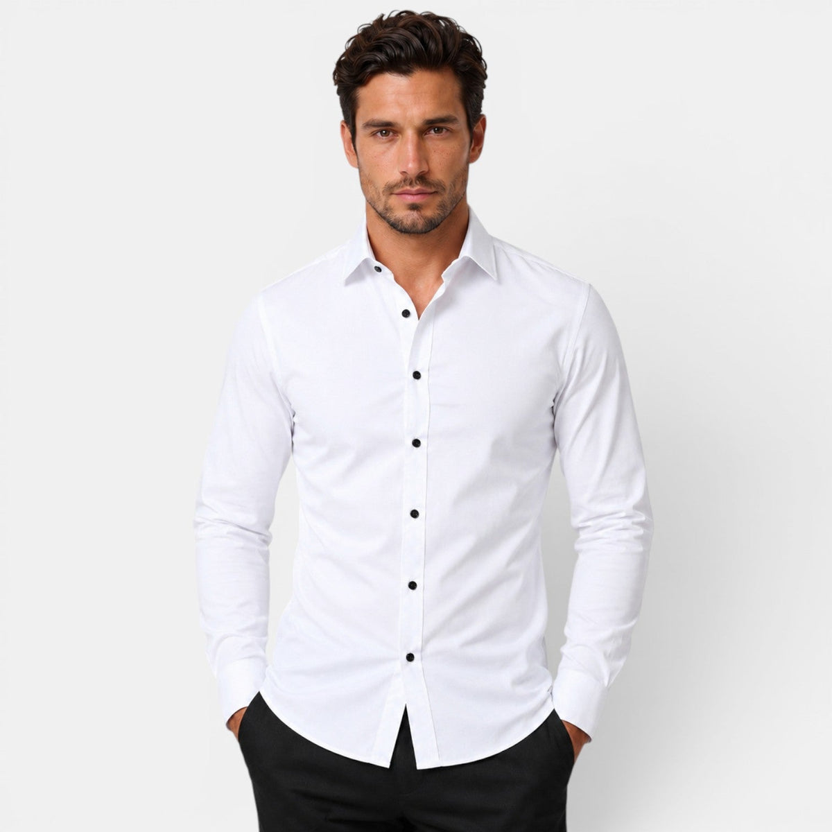 Camicia Uomo Elegante Slim Fit Elasticizzata da Cerimonia