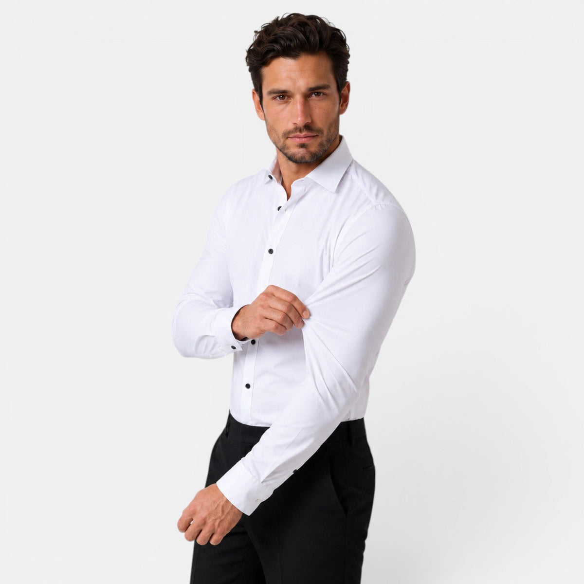 Camicia Uomo Elegante Slim Fit Elasticizzata da Cerimonia