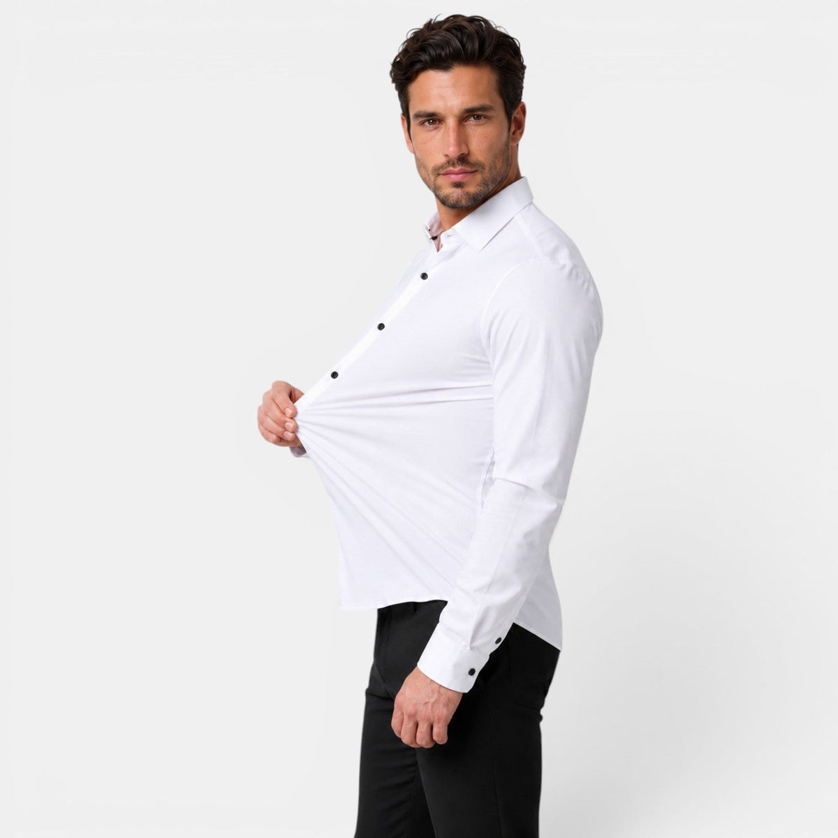 Camicia Uomo Elegante Slim Fit Elasticizzata da Cerimonia