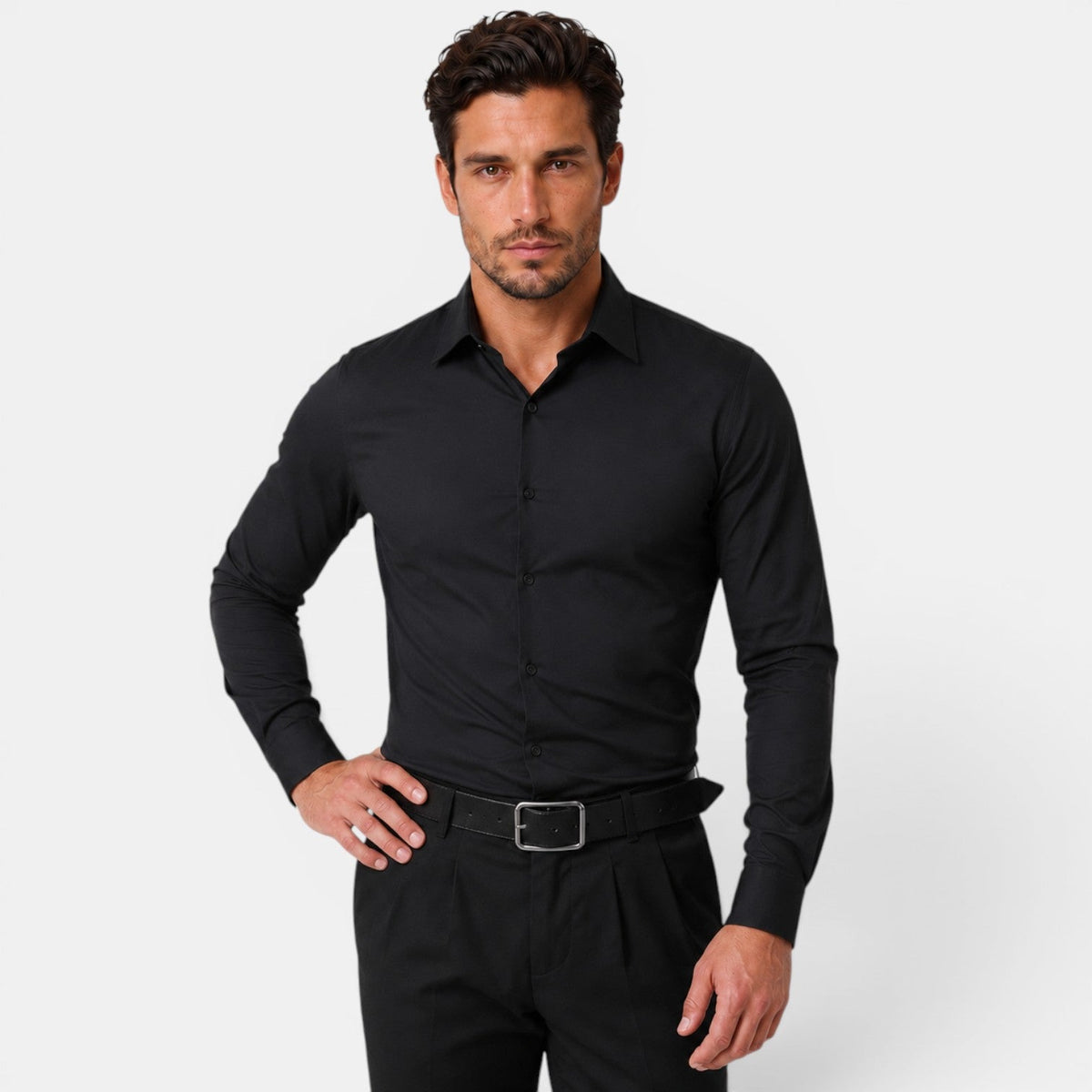 Camicia Uomo Elegante Slim Fit Elasticizzata da Cerimonia