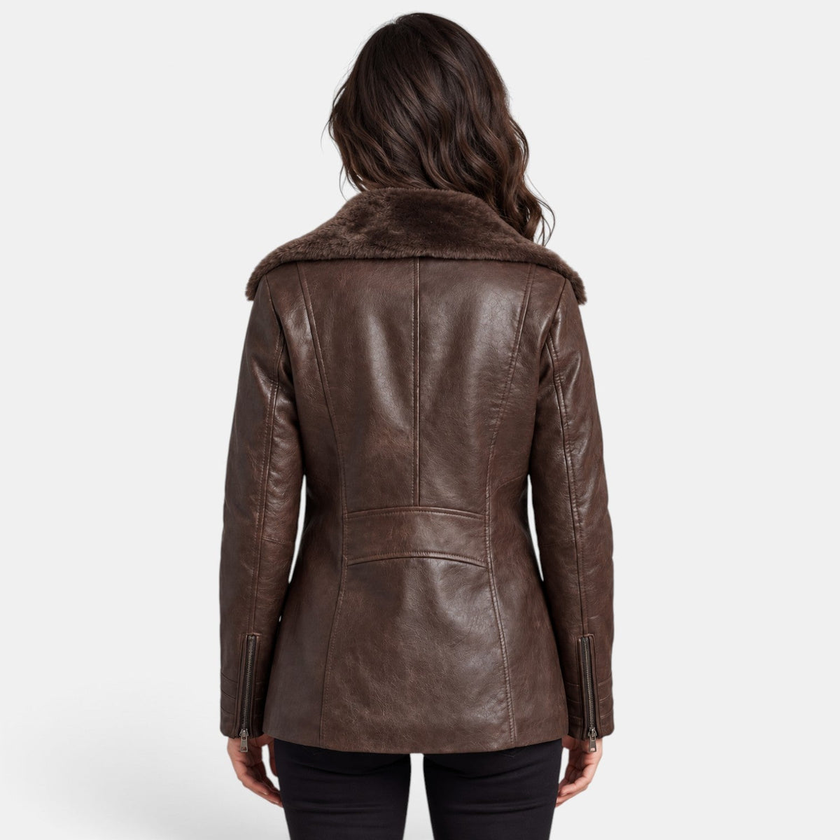 Giacca Donna Effetto Pelle Urbana Fodera Shearling Sintetico