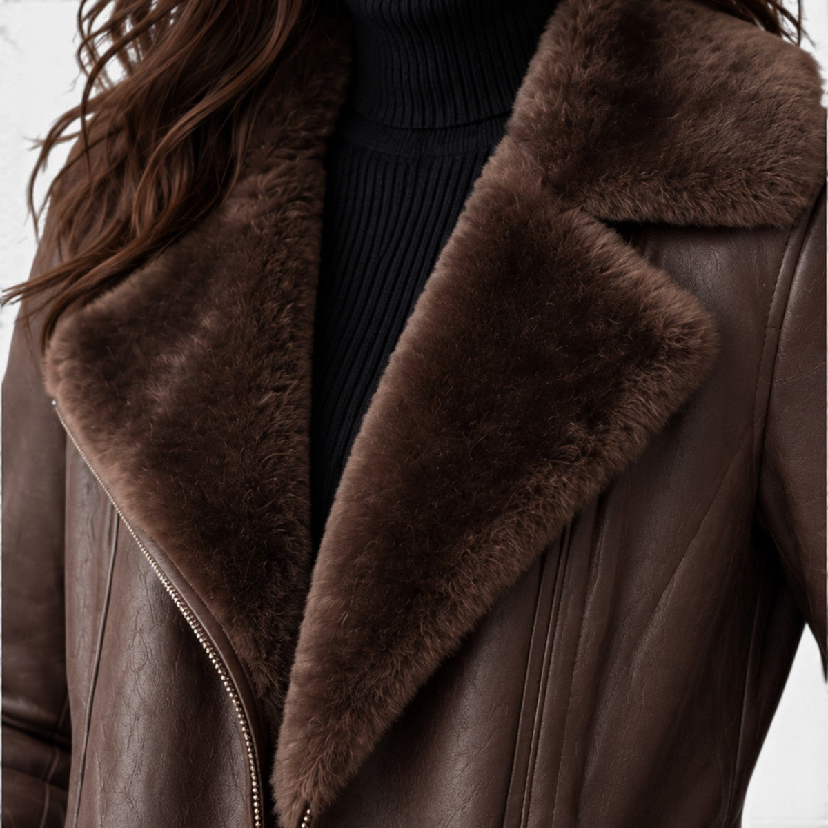 Giacca Donna Effetto Pelle Urbana Fodera Shearling Sintetico