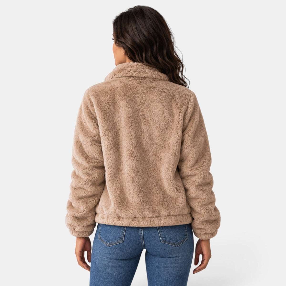 Giacca Bomber Donna Teddy in Pile Collo Alto con Zip