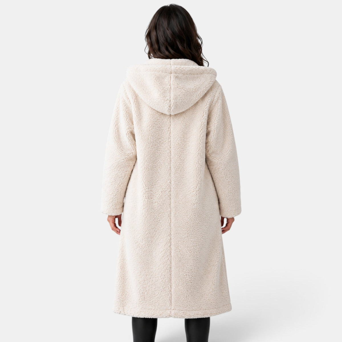 Cappotto Donna Teddy Oversize con Cappuccio in Misto Lana