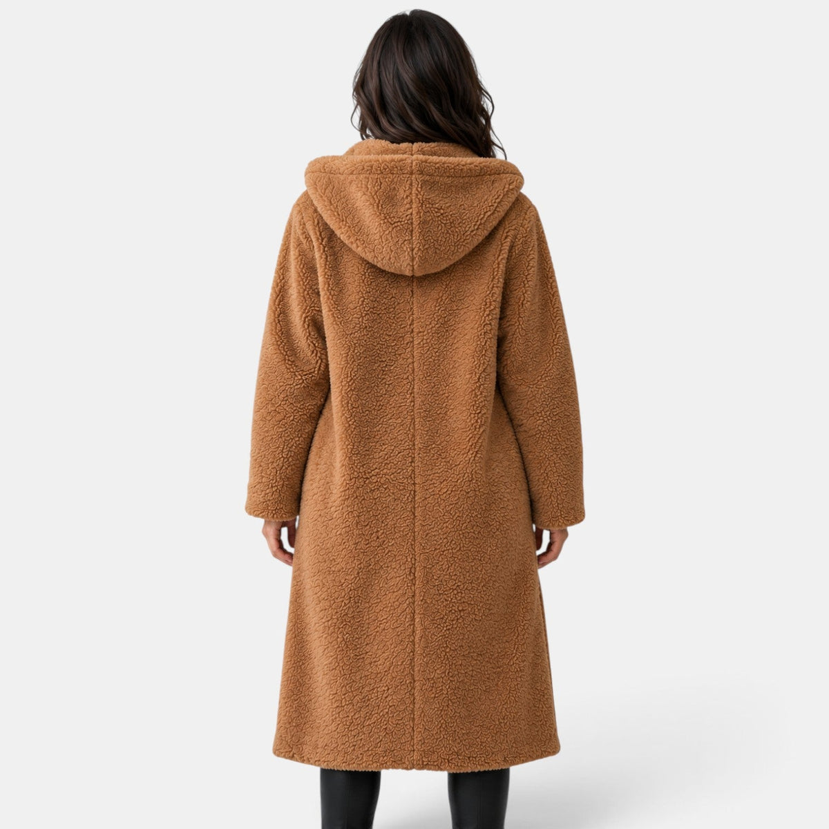 Cappotto Donna Teddy Oversize con Cappuccio in Misto Lana