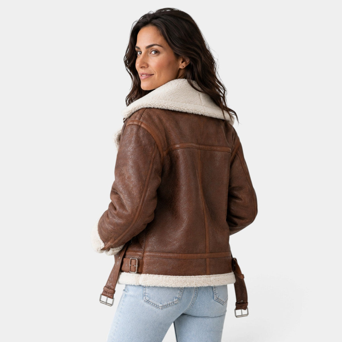 Giacca Donna Shearling Sintetico con Zip Fodera Sherpa