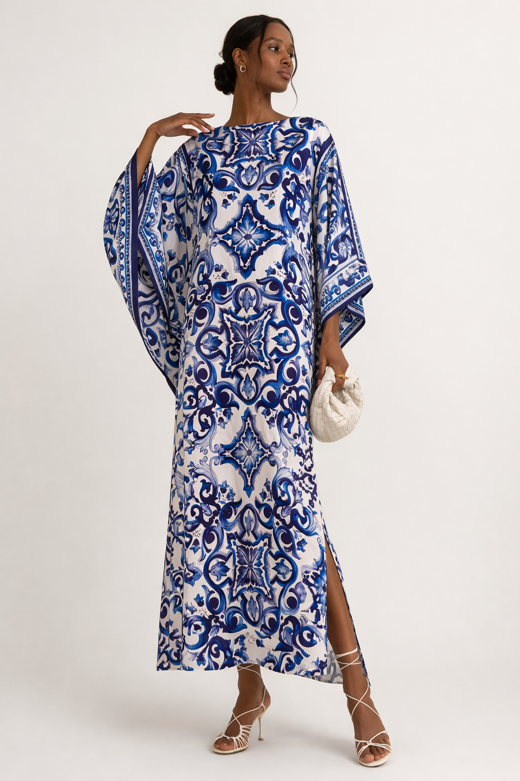 Aurazio Vestito Maxi Stampato Stile Tunica da Donna