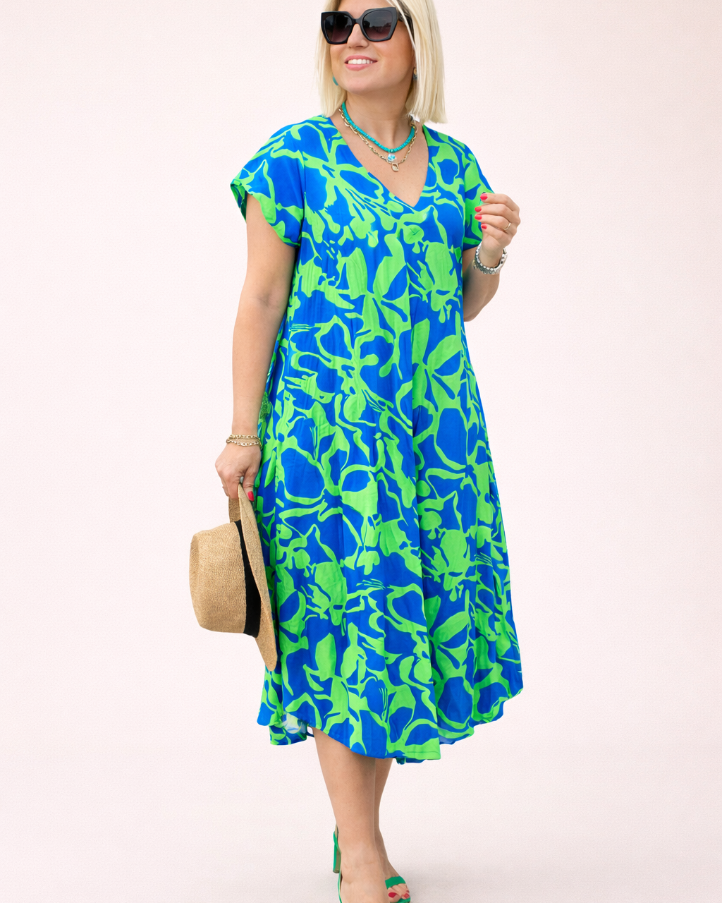 Abito Midi Donna Floreale Fluido Caduta Morbida